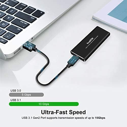 Rongdeson (Upgraded Version) Aluminum M.2 NVME SSD Enclosure Type-C USB 3.1 Gen 2 Speeds 10Gbps PCI-E M-Key Applicable to Size 2230/ 2242/ 2260/ 2280 for Samsung 960/ 970 EVO/ PROWD NVME SSD Black