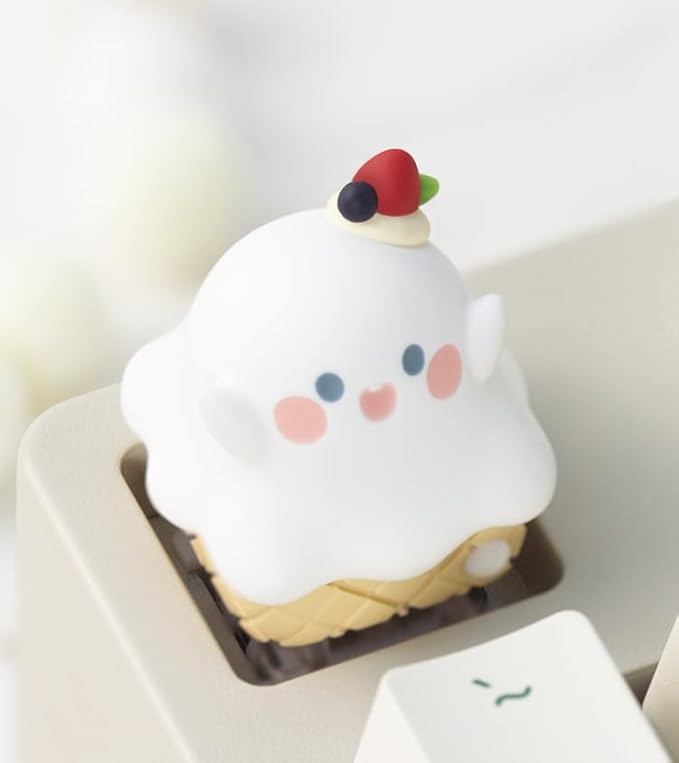 Ghost Ice Cream Keycap, Handmade Artisan Resin Replacement ESC Key for Custom Cherry MX Gaming Mechanical Keyboard