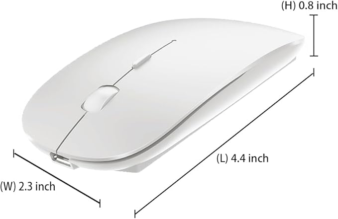 KLO Rechargeable Bluetooth 5.2/3.0/Type-C/USB-2.4G Mouse for MacBook/MacBook air/Pro/iPad, Wireless Mouse for Laptop/Notebook/pc/iPad/Chromebook (White)