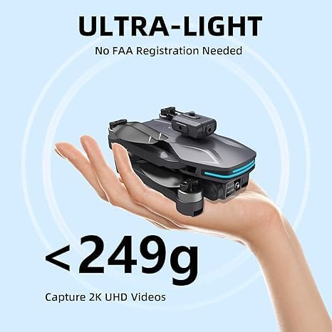 4K Camera Drone with Foldable Design, Dual Adjustable Lenses, Brushless Motors, Obstacle Avoidance, Altitude Hold, One-Touch Takeoff, Headless Mode, 2 Batteries, Storage Case Included