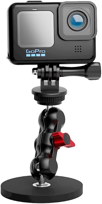 Magnetic Camera Mount, Magnetic Camera Car Mount with 2 Ball Head Attach to All Metal Surfaces Compatible with GoPro Hero 13/12/11, DJI Osmo 360, Action 6/5 Pro/4, Insta 360 X5/X4, AKASO nd More
