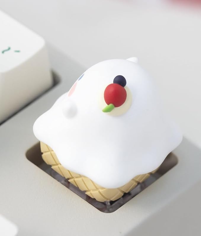 Ghost Ice Cream Keycap, Handmade Artisan Resin Replacement ESC Key for Custom Cherry MX Gaming Mechanical Keyboard