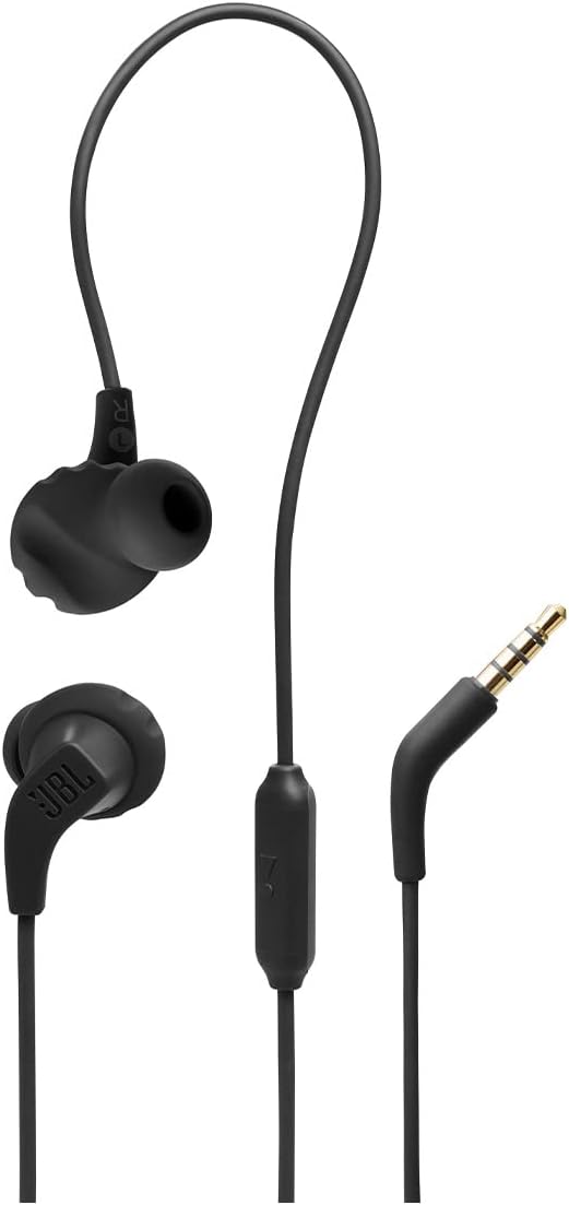 JBL Endurance Run 2 Wired - Waterproof Wired Sports in-Ear Headphones, JBL Pure Bass Sound, Hands-Free Calls, Never Hurt. Never Fall Out. (Black)