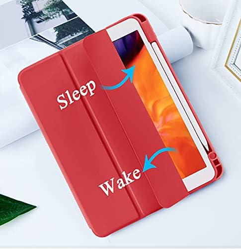 Case for iPad Pro 11 Inch 4th/3rd/2nd Generation 2022/2021/2020 with Pencil Holder [Support iPad 2nd Pencil Charging] Slim Trifold Stand Smart Protective Cover, Auto Wake/Sleep(Red)