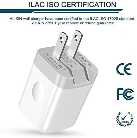 USB Wall Charger, Foldable Charger Adapter, AILKIN 2Pack 2.4Amp Dual Port Quick Charger Plug Cube AC Travel Box for iPhone 17 16 15 14 Pro Max 13 12 11Pro Max/XS/XR Plus, Samsung Galaxy
