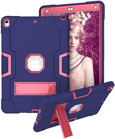3 in 1 Hybrid Case for iPad Air 3 10.5" & iPad Pro 10.5" - Heavy Duty Rugged Stand, Shockproof, Anti-Slip, Anti-Scratch, Blue/Rose Red