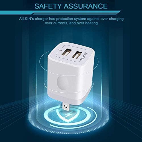5Pack USB Wall Charger, Charger Adapter, AILKIN 2.1Amp Dual Port Quick Charge Plug Cube for iPhone 17/Air/16e/16/15/14/13/12/SE/11 Pro Max, Samsung Galaxy, Moto, Kindle Fire Charging Box Block