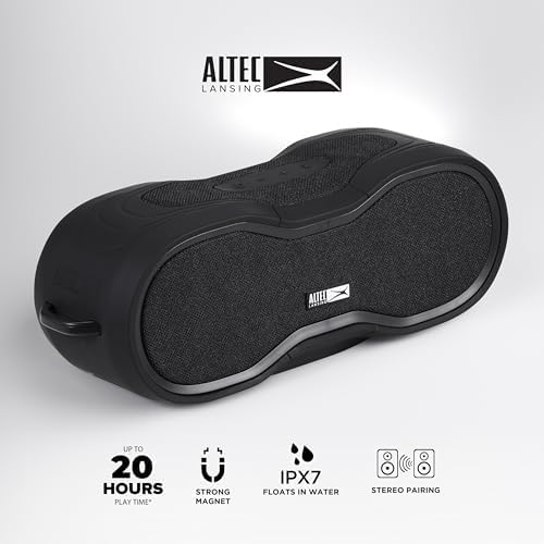 Altec Lansing - BoomJacket Wireless Bluetooth Speaker, Magnetic Waterproof Speaker, IPX7 Outdoor Speaker with 24H Playtime, Portable Speaker with Carabiner, Mountable, Quick Charge