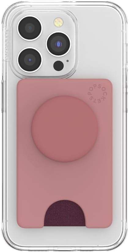 PopSockets Adhesive Phone Wallet and Card Holder with Grip, Pink - Clay