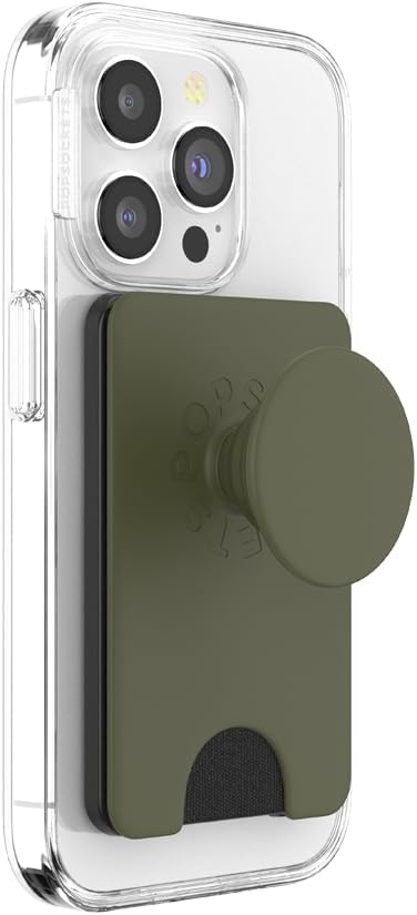 PopSockets Phone Wallet for MagSafe, Phone Card Holder with Grip, Green - Fatigue