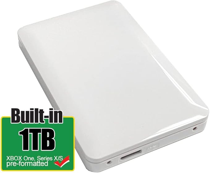 Avolusion 1TB USB 3.0 Portable External Gaming Hard Drive (for Xbox One X, S & Series X|S - Pre-Formatted) White