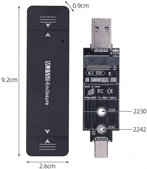 xiwai Type-C USB3.0 to Combo NVME M-Key M.2 NGFF SATA SSD PCBA Case 2230/2242mm Adapter RTL9210B Chipset