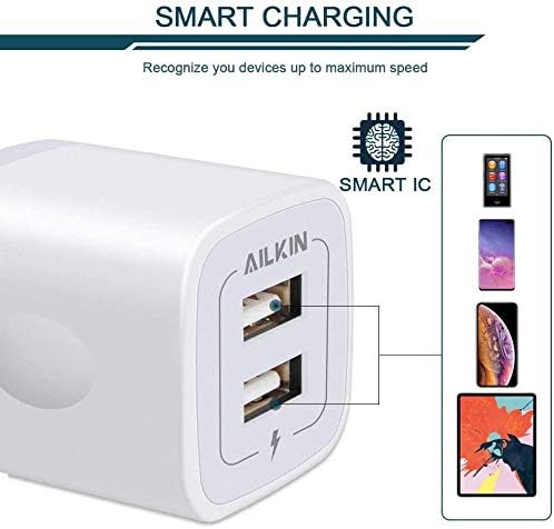 【5Pcs】 USB Plug, Wall Charger Fast Charging Block, Power Adapter Cube 2 Port Charge Travel Brick Cell Quick Chargers Box cargador for iPhone 17 16e 16 Pro Max 15 14 13 12 SE 11Pro Max Samsung Galaxy