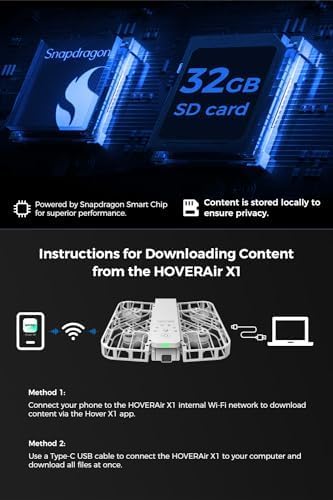 HOVERAir X1 Drone with Camera, Follow-me Drone with Self-Flying Mode, Foldable Mini Drone with HDR Video Capture, Palm Takeoff, Intelligent Flight Paths, Hands-Free Control White (Standard)