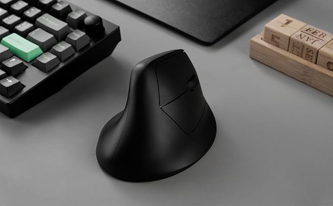 Keychron M5 Wireless Ergonomic Mouse, 8000Hz Tri-Mode 2.4 GHz/Bluetooth 5.1/Wired, PixArt 3950 Sensor, 30000 DPI, Ergonomic Lightweight Programmable Macro Button for Windows PC/Mac - Black