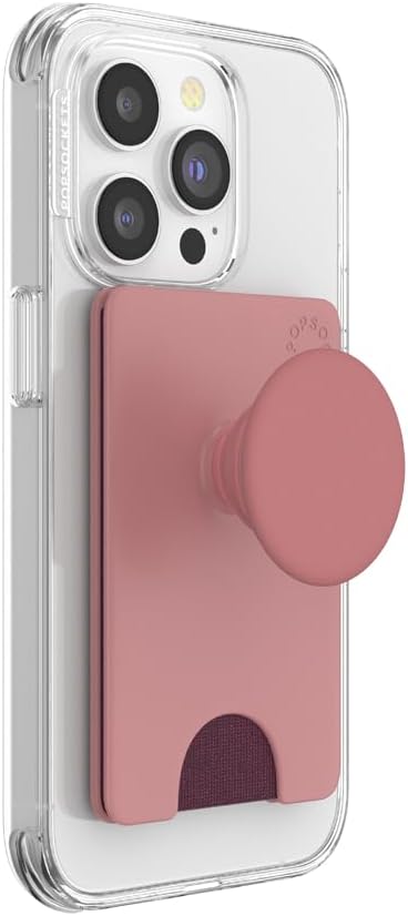 PopSockets Adhesive Phone Wallet and Card Holder with Grip, Pink - Clay