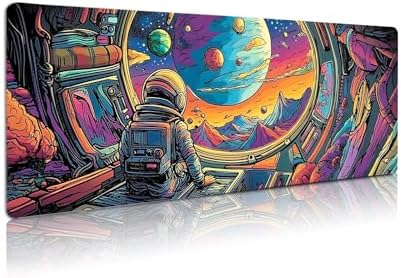 Extended Gaming Mouse Pad, Large Mouse Mat 3 mm Nature Rubber Base Mousepad with Stitched Edges, Non-Slip Desk Mat for Office Home Great Gift 31.5x11.8 Inch (Astronaut 3)