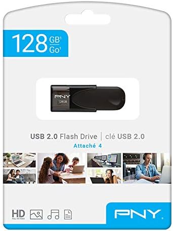 PNY 128GB Attaché 4 USB 2.0 Flash Drive, Black (Pack of 2)