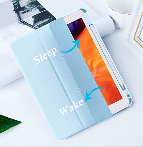 Case for iPad Pro 11 Inch 4th/3rd/2nd Generation 2022/2021/2020 with Pencil Holder [Support iPad 2nd Pencil Charging] Slim Trifold Stand Smart Protective Cover, Auto Wake/Sleep(Light Blue)