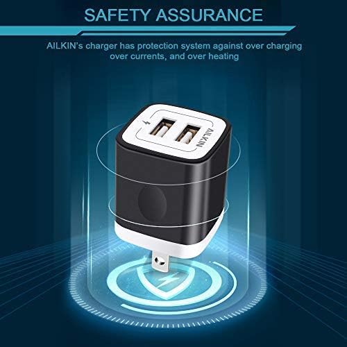 USB Wall Plug, Multi USBA AC Power Charger Adapter USB-A Block Cube for iPhone, iPad, Samsung, Google Pixel, LG, Camera Phones & Tablets Charge Multiple USB Plug Station Base