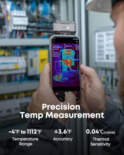 Thermal Master P1 - Thermal Camera for iOS & Android, 160x120 IR Resolution Infrared Imager w/Spot Tracker, 15x Zoom, 3.6℉ Accuracy, -4℉-1112℉ High Temp, 320x240 Super Resolution