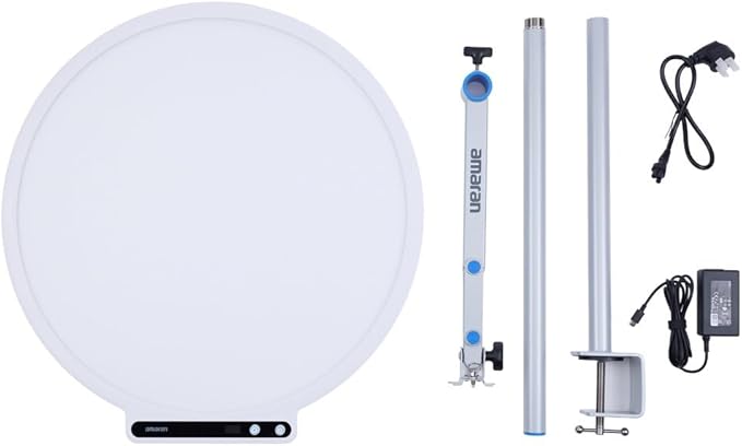 Amaran Verge Max Kit 22" Key Light, Bi-Color Circular Edge Panel Light, 2700-6500K, 7 Lighting Effect, Clamp on Desk Panel Video Lighting for Video Recording,Game,Live Stream,Creators(White)