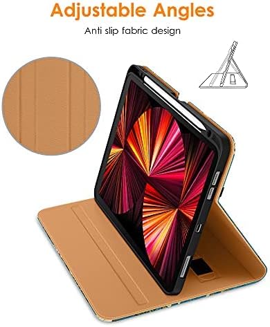 DTTO Case for iPad Pro 11 Inch 4th / 3rd / 2nd / 1st Generation 2022/2021/2020/2018,Premium PU Leather Folio Stand Cover with Hand Strap, Auto Wake/Sleep,Multiple Viewing Angles, Blossom