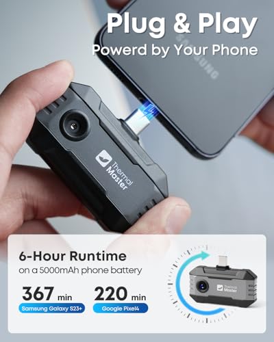 Thermal Master P1 - Thermal Camera for iOS & Android, 160x120 IR Resolution Infrared Imager w/Spot Tracker, 15x Zoom, 3.6℉ Accuracy, -4℉-1112℉ High Temp, 320x240 Super Resolution
