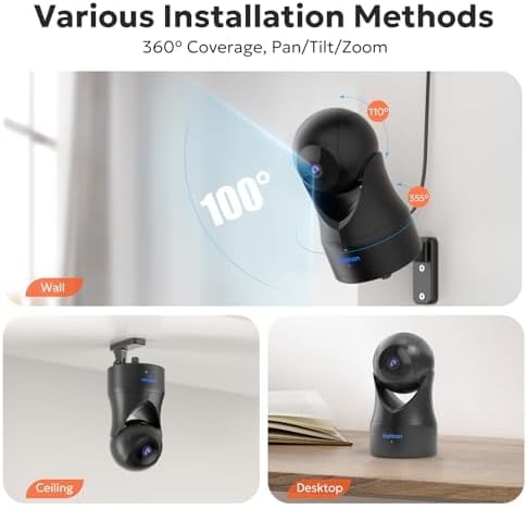 owltron Indoor Security Camera, 360 Pan/Tilt Home Cameras with Motion Detection, Pet Cam with Phone App, 2K WiFi Baby Monitor with Night Vision & Two Way Audio, 4 Pack