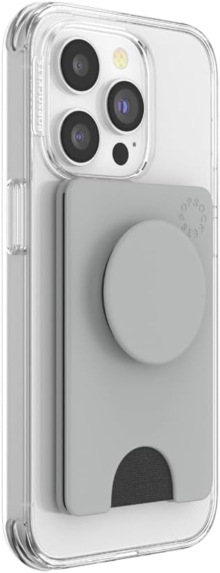 PopSockets Adhesive Phone Wallet and Card Holder with Grip - Tech Grey