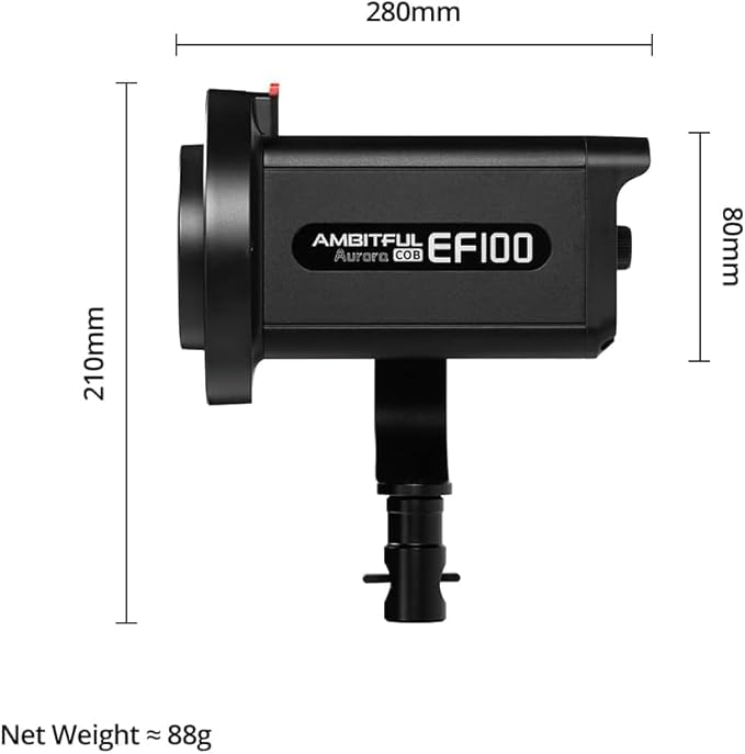 AMBITFUL EF100 100W 5600K Aurora COB LED Video Light,CRI 95+, TLCI 97+,Built-in FX Effects for Still Life Photography, Portrait, Studio Lighting,Interview Lighting,Support APP Control