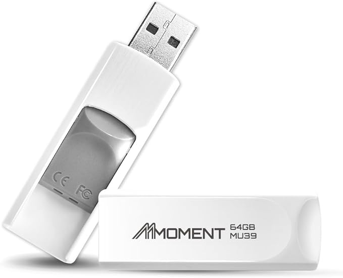 MMOMENT 64GB (10 Pack) MU39 USB Flash Drive– USB 3.2 Retractable Thumb Drive with Sliding Connector, Up to 100MB/s Read, 30MB/s Write – Plug & Play Memory Stick for PC, Mac, TV, Car