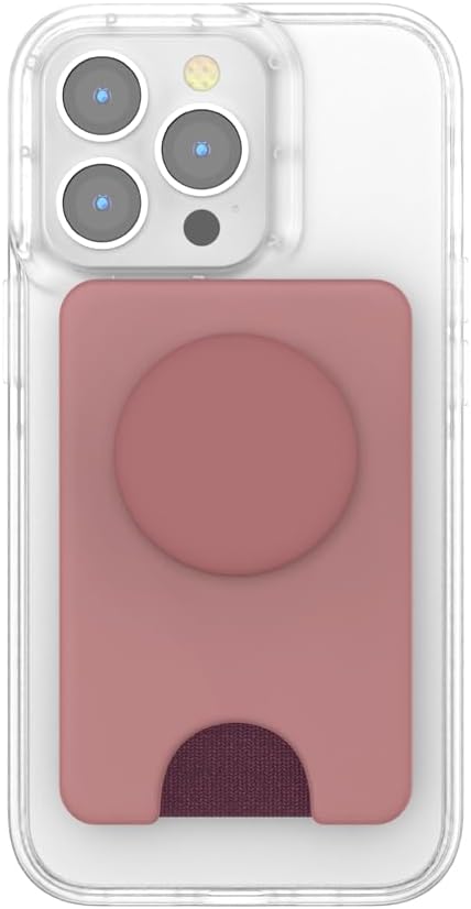 PopSockets Phone Wallet for MagSafe, Phone Card Holder with Grip, Pink - Clay