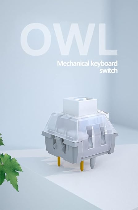 Kailh Box White OWL 46gf Clicky Mechanical Switches for Gaming Keyboard DIY,Compatible for 5pin RGB/SMD hot swappable. (70pcs)