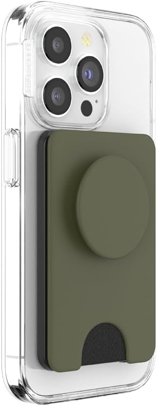 PopSockets Phone Wallet for MagSafe, Phone Card Holder with Grip, Green - Fatigue