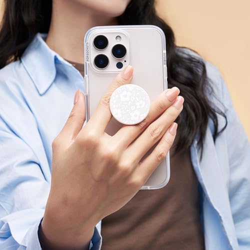 PopSockets Adhesive Phone Grip, Holder, Phone Stand, Flower - Blanc Fresh