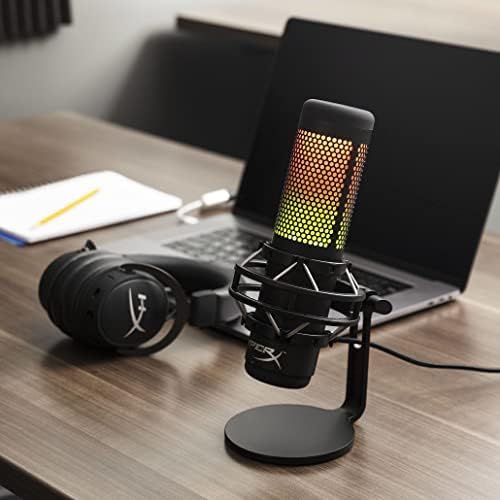 HyperX QuadCast S – RGB USB Condenser Microphone for PC, PS4, PS5 and Mac, Anti-Vibration Shock Mount, 4 Polar Patterns, Pop Filter, Gain Control, Gaming, Streaming, Podcasts, Twitch, YouTube, Discord