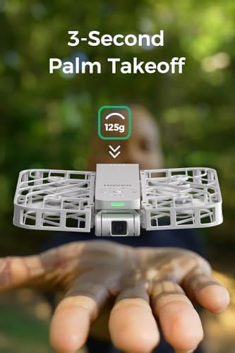 HOVERAir X1 Drone with Camera, Follow-me Drone with Self-Flying Mode, Foldable Mini Drone with HDR Video Capture, Palm Takeoff, Intelligent Flight Paths, Hands-Free Control White (Standard)