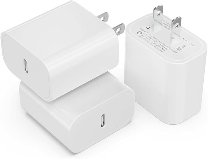 3Pack USB C Charger Block 20W, iGENJUN PD 3.0 Type C Wall Chargers USBC Power Adapter Brick Cube Fast Charger for Phone 17/17 Pro/16/15, Galaxy, Pixel, AirPods Pro-White