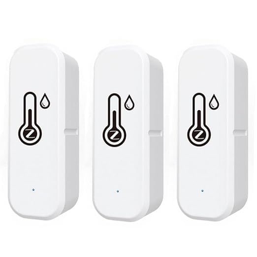 ZigBee Indoor Temperature and Humidity Sensor,Compatible with Alexa and Google Home,for Home,Greenhouses Accessories,Garages,Office 3Pack(No Include Battery)