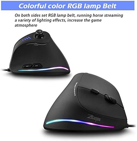 zelotes Wired Gaming Mouse with Joystick,10000DPI,11 Programmable Buttons,RGB,USB Optical Corded Vertical Ergonomic Mouse,Mice for Laptop,PC,Mac,Black