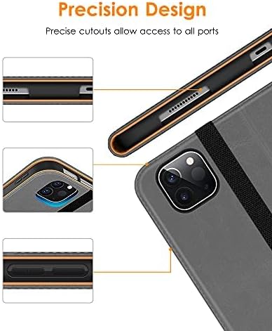 DTTO Case for iPad Pro 11 Inch 4th / 3rd / 2nd / 1st Generation 2022/2021/2020/2018,Premium PU Leather Folio Stand Cover with Hand Strap, Auto Wake/Sleep,Multiple Viewing Angles, Grey
