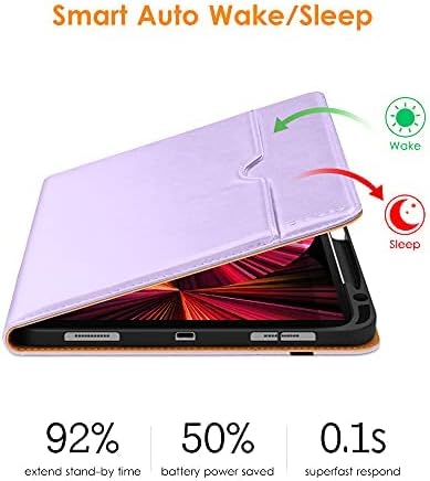 DTTO Case for iPad Pro 11 Inch 4th / 3rd / 2nd / 1st Generation 2022/2021/2020/2018,Premium PU Leather Folio Stand Cover with Hand Strap, Auto Wake/Sleep,Multiple Viewing Angles, Lavender