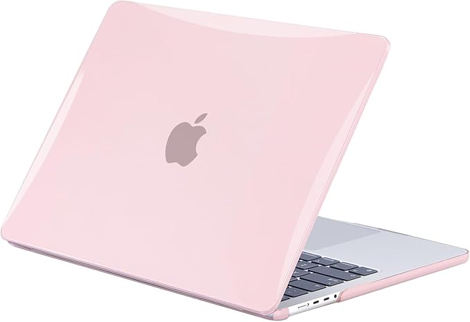 EooCoo Case Compatible with MacBook Pro 14 inch M5 2026 2025-2021 M4 M3 M2 M1 Pro/Max Chip, Crystal Clear Hard Shell, Easy to Install, Sturdy Laptop Protective Cover Case - Cute Crystal Pink