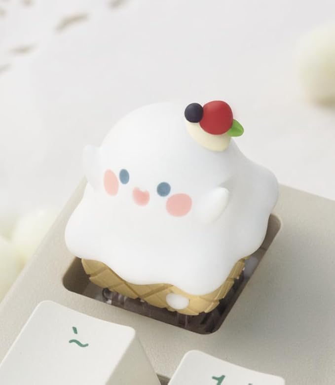 Ghost Ice Cream Keycap, Handmade Artisan Resin Replacement ESC Key for Custom Cherry MX Gaming Mechanical Keyboard