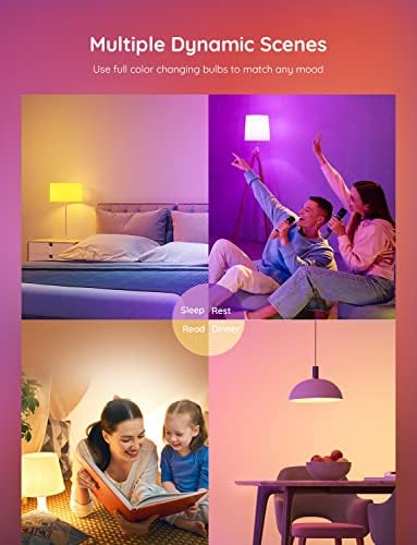 Govee 4 Pack Smart Light Bulbs, WiFi Bluetooth Color Changing with Smart Plug, Compatible with Alexa & Google Assistant, Multicolor LED, 60W Equivalent, 4 Count, E26 Base