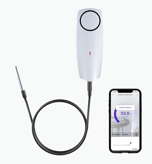 Zigbee Refrigerator Thermometer:App Notification, Data Record Export, Fridge Thermometer with Probe for Refrigerator, Freezer, Hot Tub.Hub Required