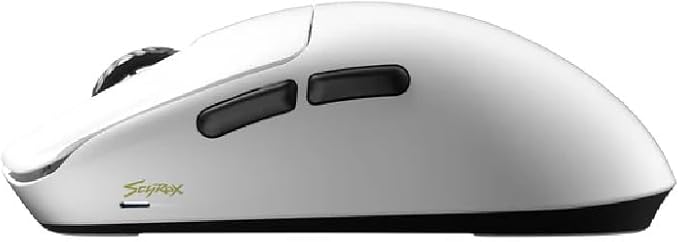 V6 Gaming Mouse, Ultra-Lightweight 40g, No Hole, Symmetrical Shape, Pixart PAW 3950 Chip, Web Based Driver, for Claw and Palm Gamers, 8K Dongle Included (Kailh Switch, White)