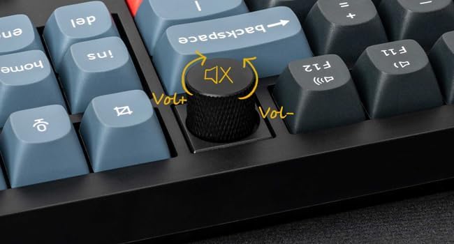 Keychron V6 Max Fullsize Custom Wirless Mechanical Keyboard, 2.4 GHz/Bluetooth/Wired 3-Mode RGB Backlight QMK/VIA Programmable Macro, Hot-Swap Gateron Jupiter Banana Switch PBT Keycaps for Mac Windows