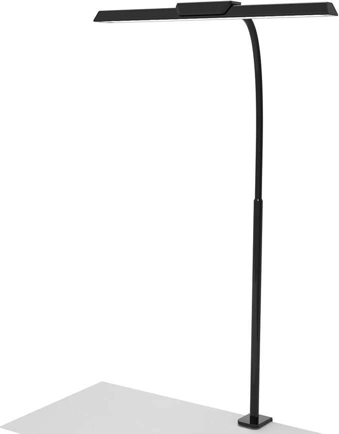 LED Desk Lamp for Office Home, Stepless Dimming Architect Desk Light with DC Adapter, Eye-Caring Desk Lamp with Clamp, 25 Lighting Modes Adjustable 14.8in Flexible Gooseneck for Workbench, Drafting